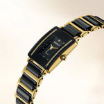 gold stainless steel and black ceramic