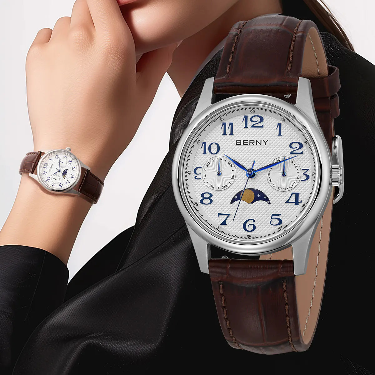 BERNY-Women Quartz Moonphase Watch-2190L