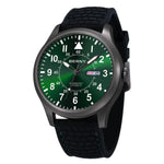 AM127M-GRN with green sunray finished dial and day-date window display