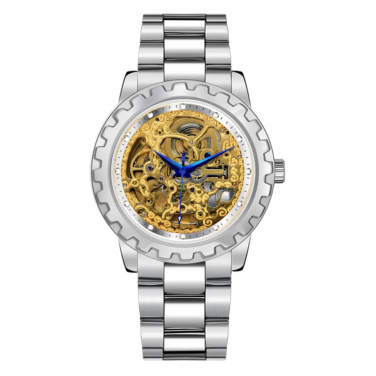 BERNY-Men Automatic Skeleton Gold Watch-AM7018M