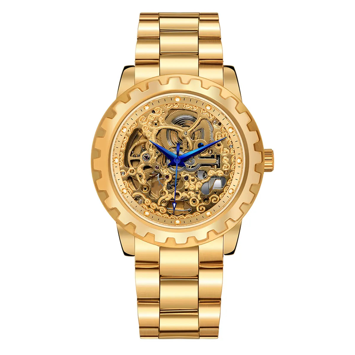 BERNY-Men Automatic Skeleton Gold Watch-AM7018M