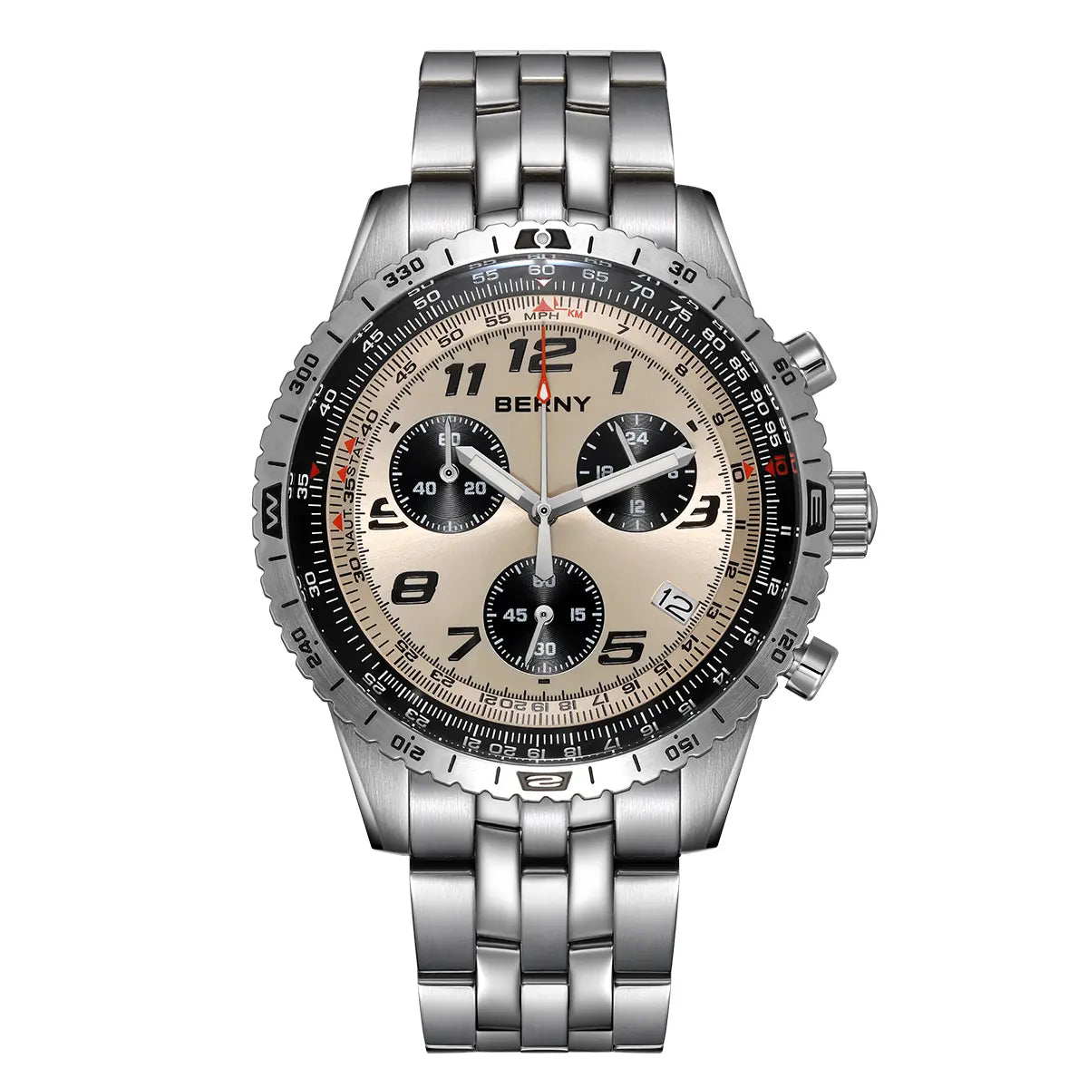 2835M-BRN with brown dial and silver bi-directional bezel