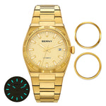 BERNY-Men Automatic Gold Dress Watch- Interchangeable Bezel- AM141M-YE