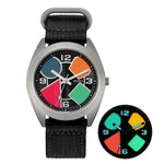 titanium dress watch(canvas strap) with black dial and colorful luminous