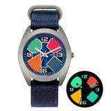 titanium dress watch(canvas strap) with blue dial and colorful luminous