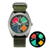 titanium dress watch(canvas strap) with green dial and colorful luminous