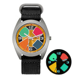 titanium dress watch(canvas strap) with yellow dial and colorful luminous