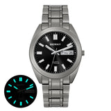 titanium dress watch(black dial) with titanium strap and blue super luminous